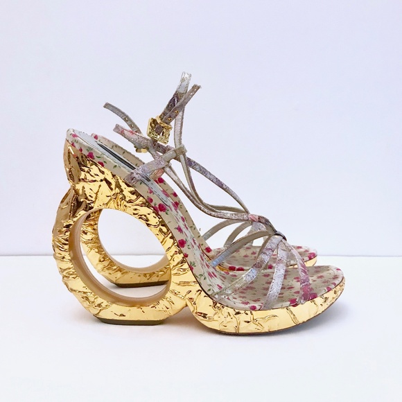 Louis Vuitton Shoes - LOUIS VUITTON Ferrique Gold Silver Wedges Sandals